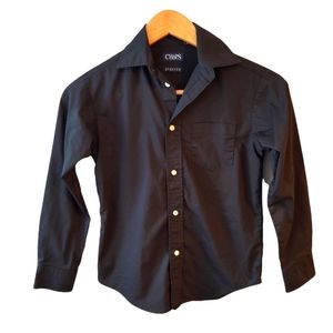 Chaps Stretch Black Button Down Collared Shirt Size Small (8)